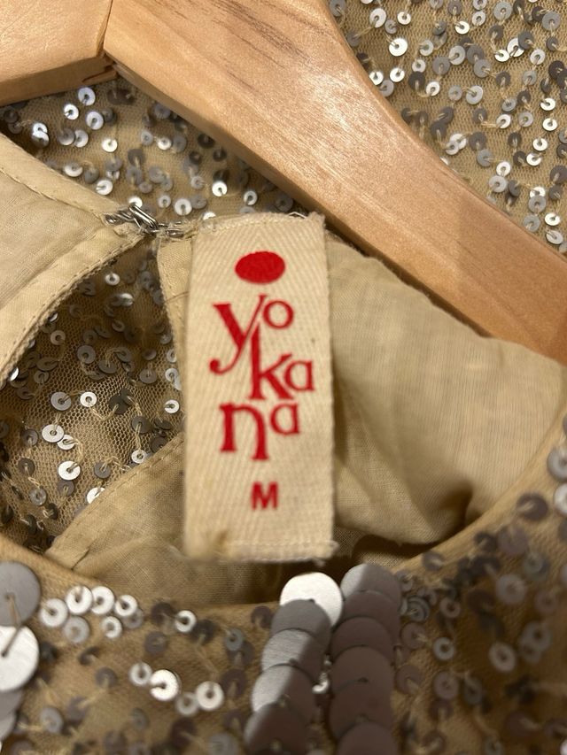 Vestido lentejuelas tul oro y plata