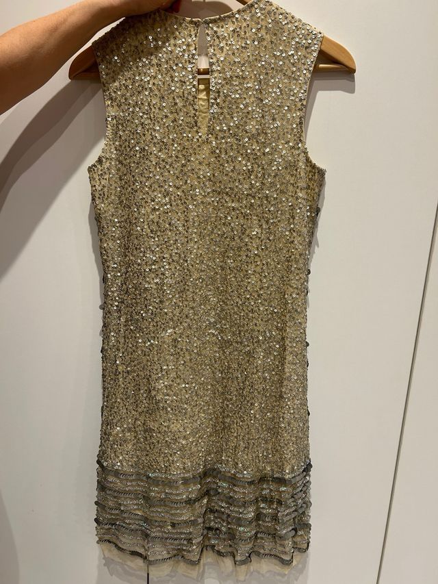 Vestido lentejuelas tul oro y plata