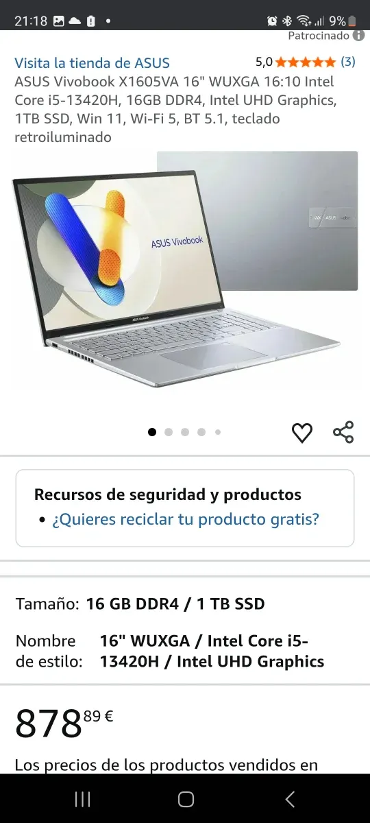 Asus Vivobook 16 Plata