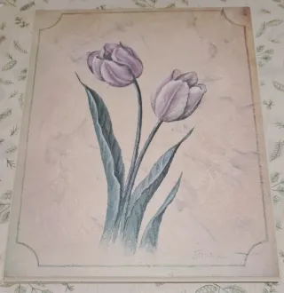 Cuadro  decorativo de tulipanes morados