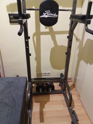 Máquina de dominadas y mancuernas