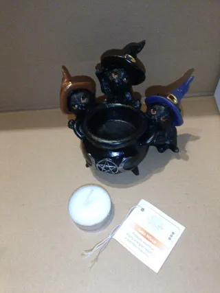 Portacandele Gatti Streghi Calderone Wicca SALDI!
