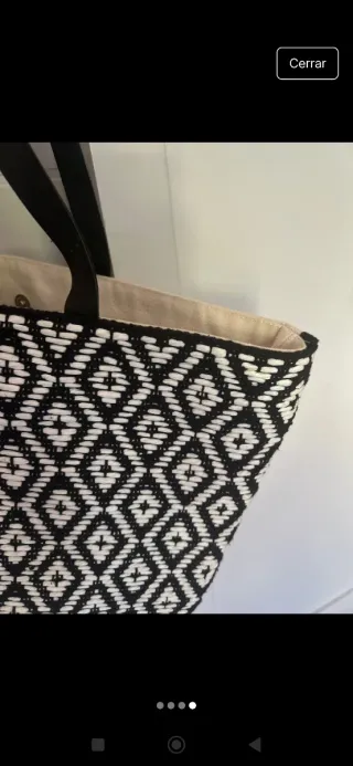 Bolso tote beige y multicolor