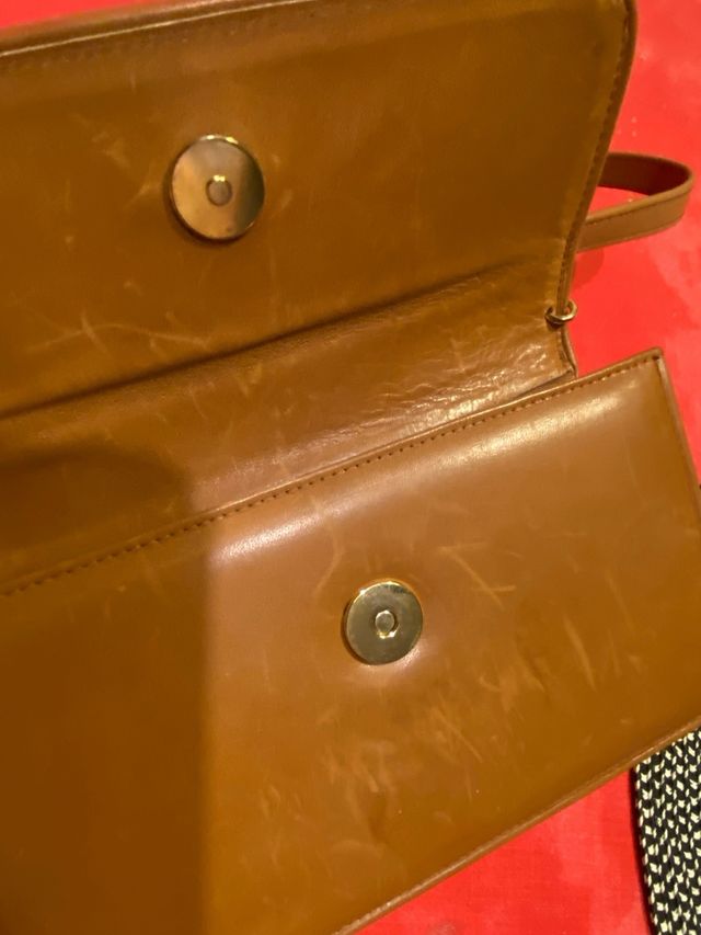 Bolso marrón piel auténtica vacuno y serpiente