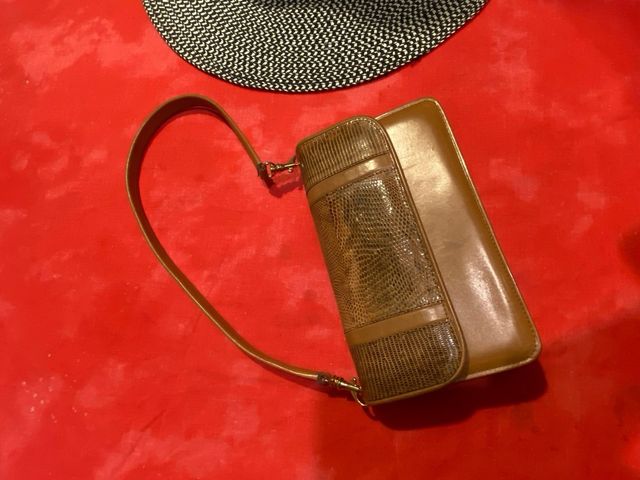 Bolso marrón piel auténtica vacuno y serpiente