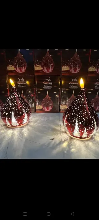 Decorazione Natalizia Candela Vetro Rossa