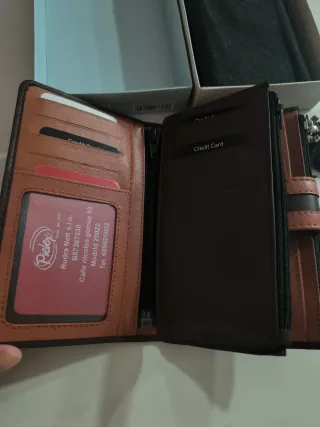 Cartera de piel mujer marrón