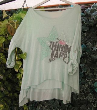 Jersey verde vintage evase Talla 48