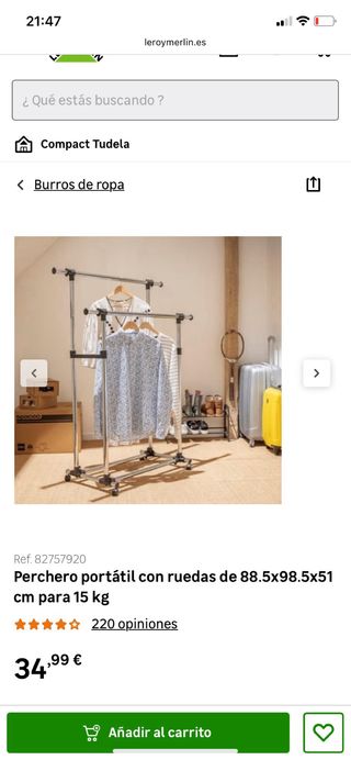 Perchero de pie doble barra