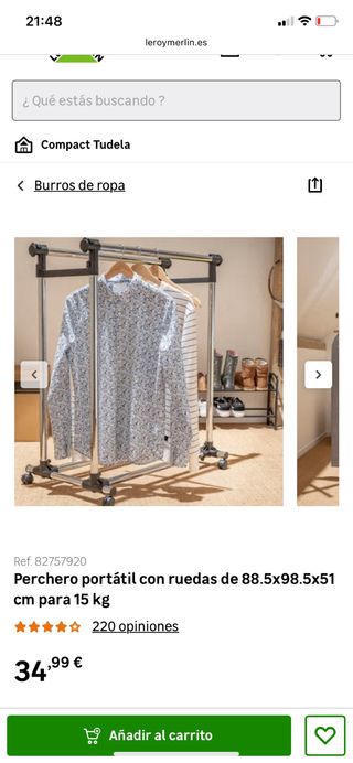 Perchero de pie doble barra