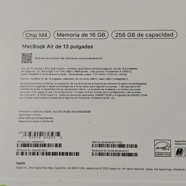MacBook Air M4 256GB Nuevo