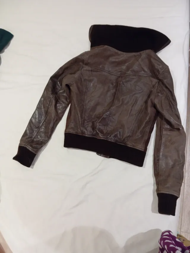 Chaqueta de cuero marrón Talla L