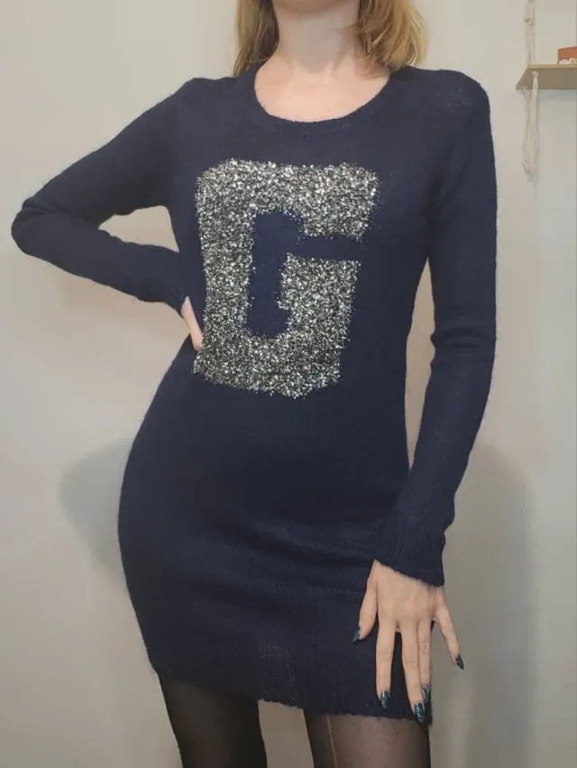 Abito maglione Guess blu con glitter