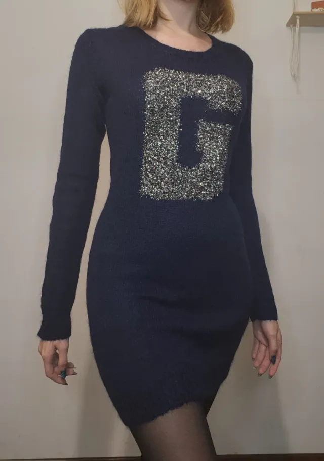 Abito maglione Guess blu con glitter