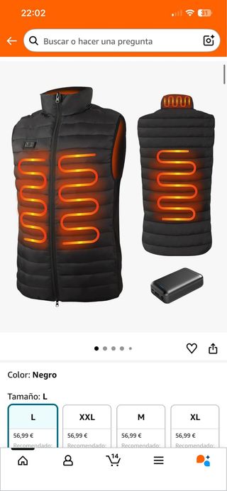 Chaleco Calefactable Negro PREGUNTARME POR TALLA