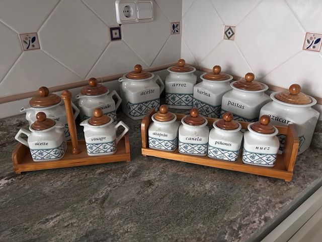 Set Botes Cerámica Cocina Madera