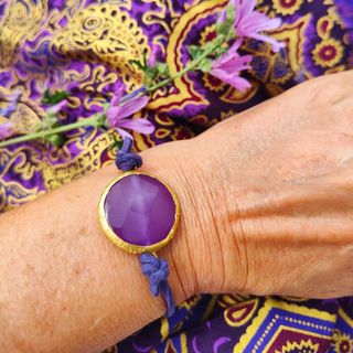 Pulsera Ágata Morada y Antelina Ajustable