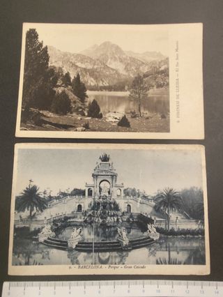 Lote 2 Postales Antiguas Pirineos y Barcelona