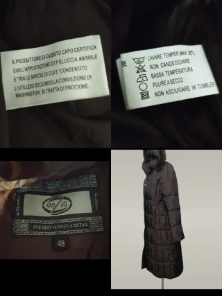 Piumino lungo vintage con cappuccio e pelliccia