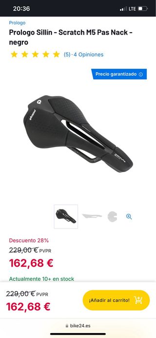 Sillín Prologo scratch m5 y Tija FSA kfx 27.2