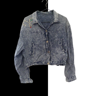 Cazadora Tejana Azul con Detalles