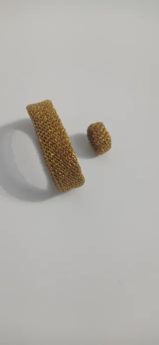 Pulsera y anillo crochet dorado