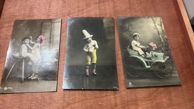 3 Vecchie Cartoline Bambini
