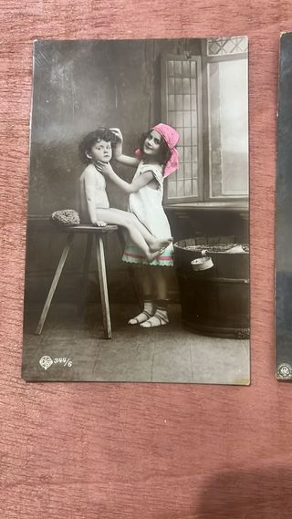 3 Cartas Postales Antiguas Niños