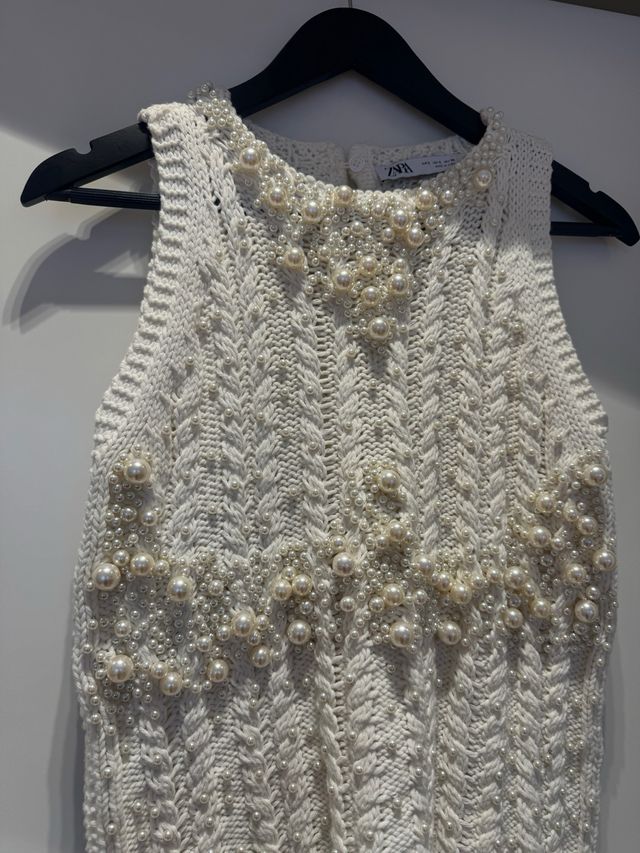 Top Zara perlas talla única