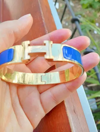 Pulsera tipo Hermes  H Azul Acero Inoxidable T17