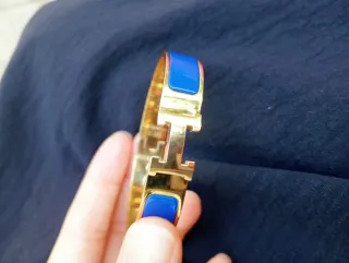 Pulsera tipo Hermes  H Azul Acero Inoxidable T17