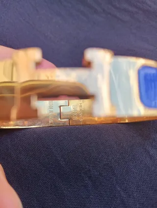 Pulsera tipo Hermes  H Azul Acero Inoxidable T17