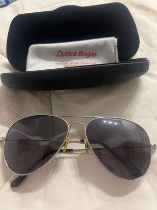 Gafas de sol aviador montura plata cristal negro