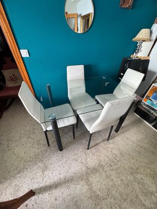 Mesa Comedor Cristal y Metal