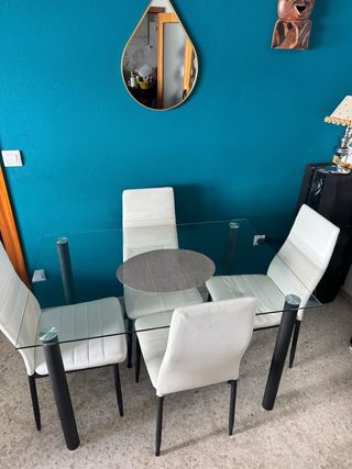 Mesa Comedor Cristal y Metal