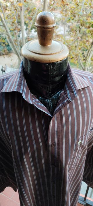Camisa Lacoste Marrón Rayas Talla L