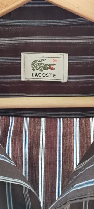 Camisa Lacoste Marrón Rayas Talla L