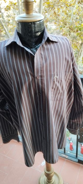 Camisa Lacoste Marrón Rayas Talla L