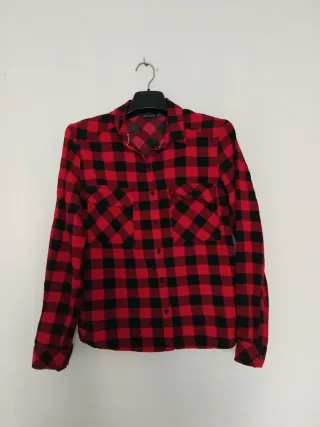 Camisa cuadros roja y negra manga larga