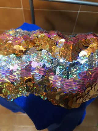 Jersey azul lentejuelas hombros talla L