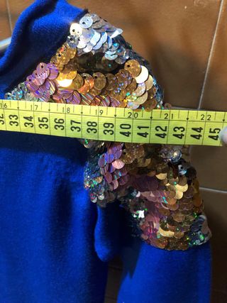 Jersey azul lentejuelas hombros talla L