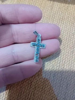 Cruz Plata Antigua Piedras