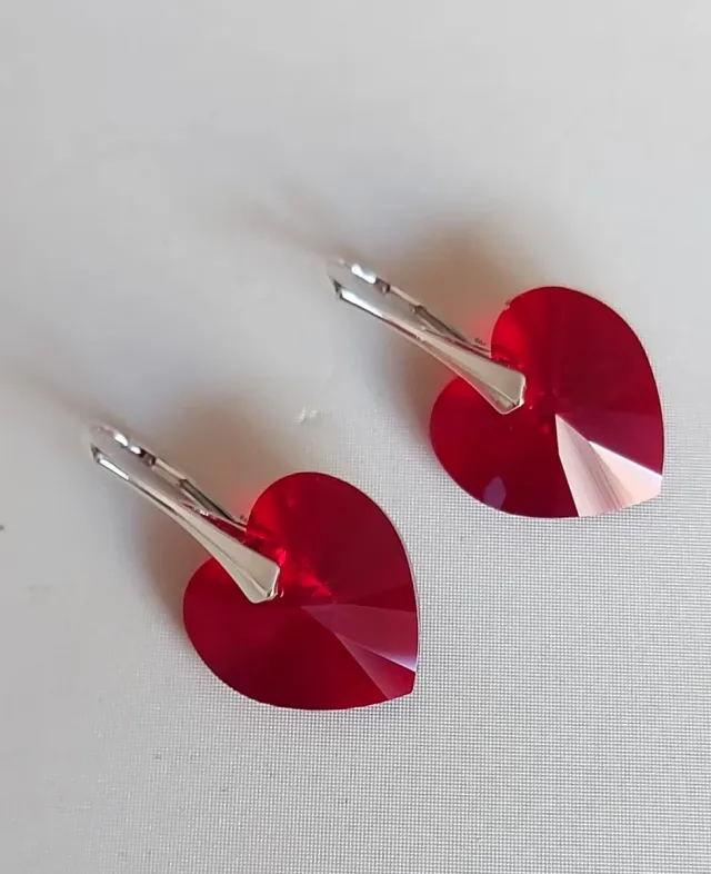 Pendientes Corazón Cristal Swarovski Plata