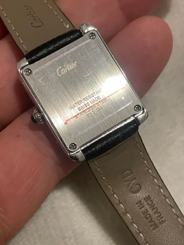 Reloj Cartier Cuero Negro y Plata