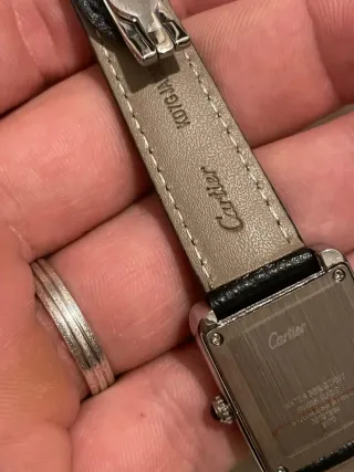 Reloj Cartier Cuero Negro y Plata