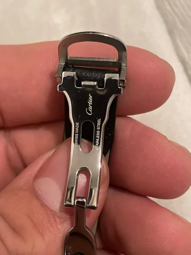 Reloj Cartier Cuero Negro y Plata