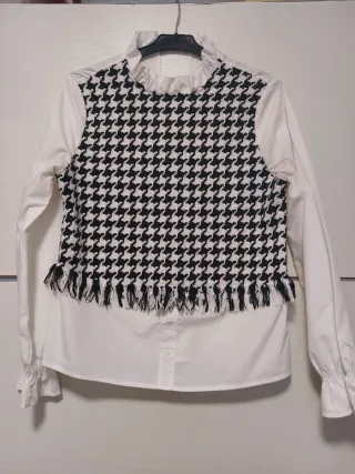 Camisa Shein M Houndstooth con Flecos