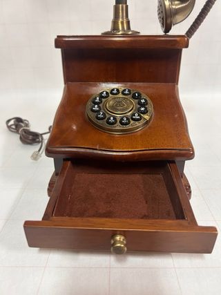 Teléfono Antiguo Madera y Bronce