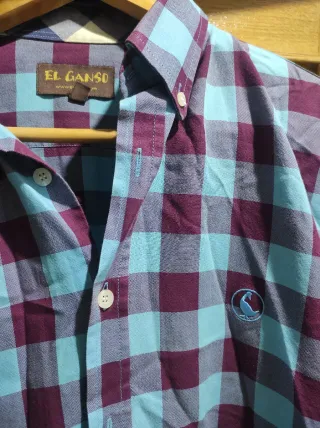Camisa El Ganso cuadros azul y morado