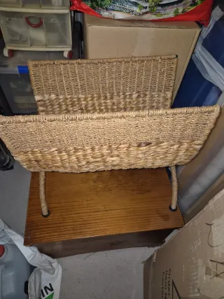 Cofre botellero y revistero mimbre